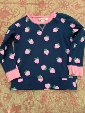 The Beaufort Bonnet Company Navy Pullover with Pink Strawberry Pattern